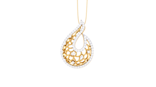 Paisley Elegance Diamond Pendant In Gold – 0.50 Ct Brilliant Cut