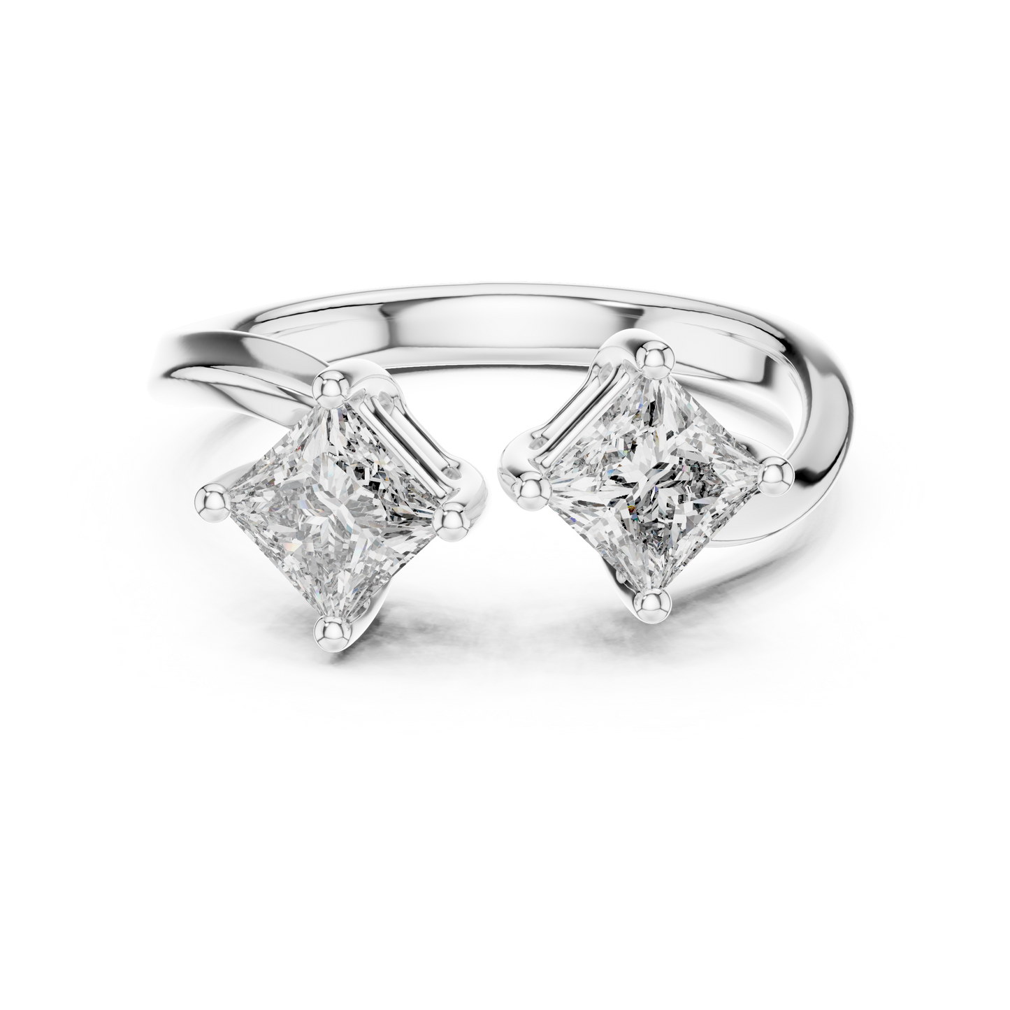 Yellow Gold Toi et Moi Princess Cut Diamond Ring : 0.9CTW