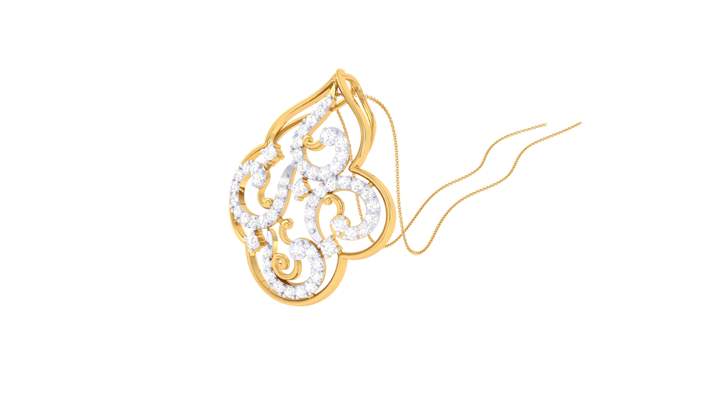 Intricate Filigree Pendant - 0.38 Ct Dazzling Diamonds In Gold
