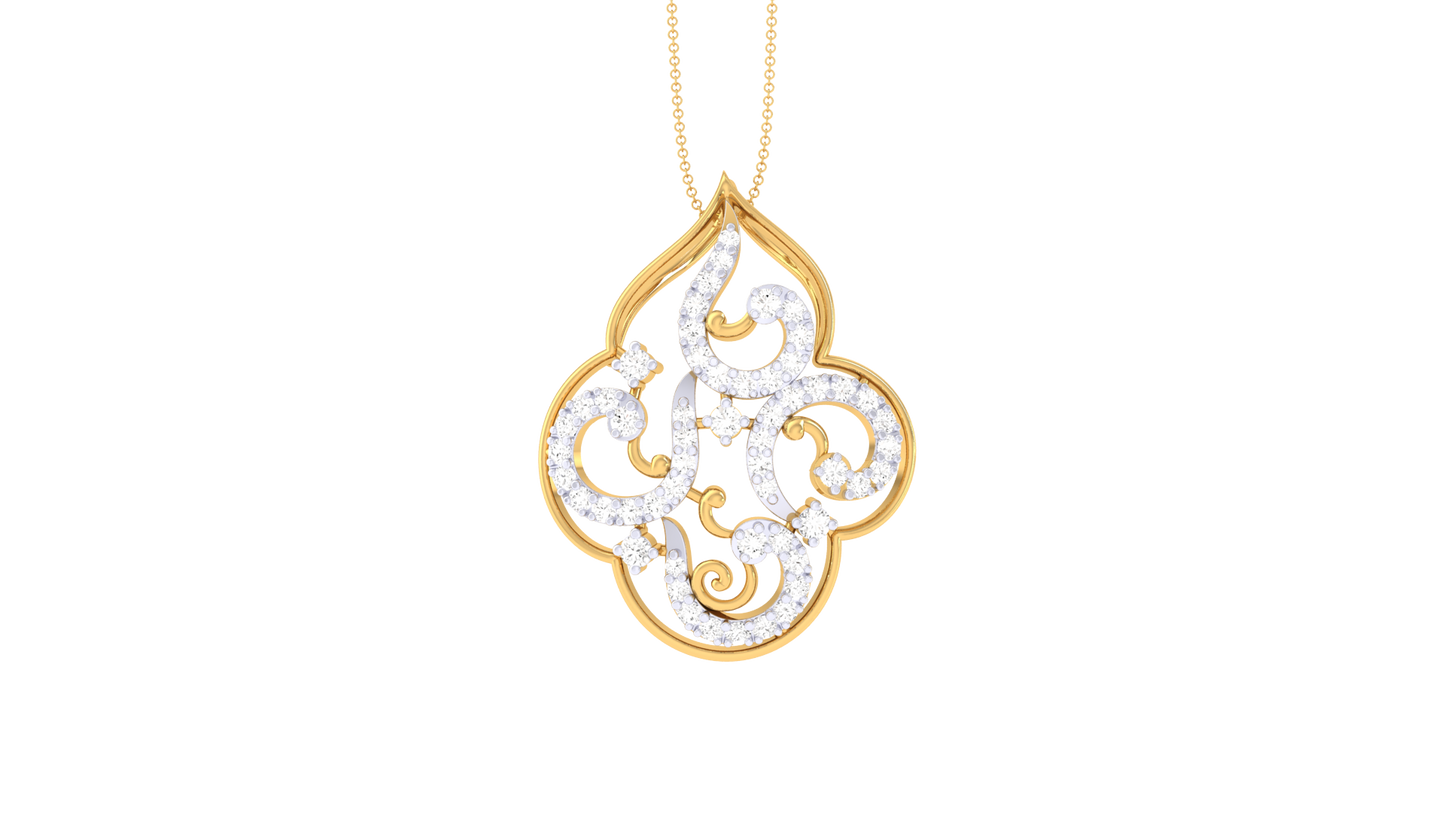 Intricate Filigree Pendant - 0.38 Ct Dazzling Diamonds In Gold