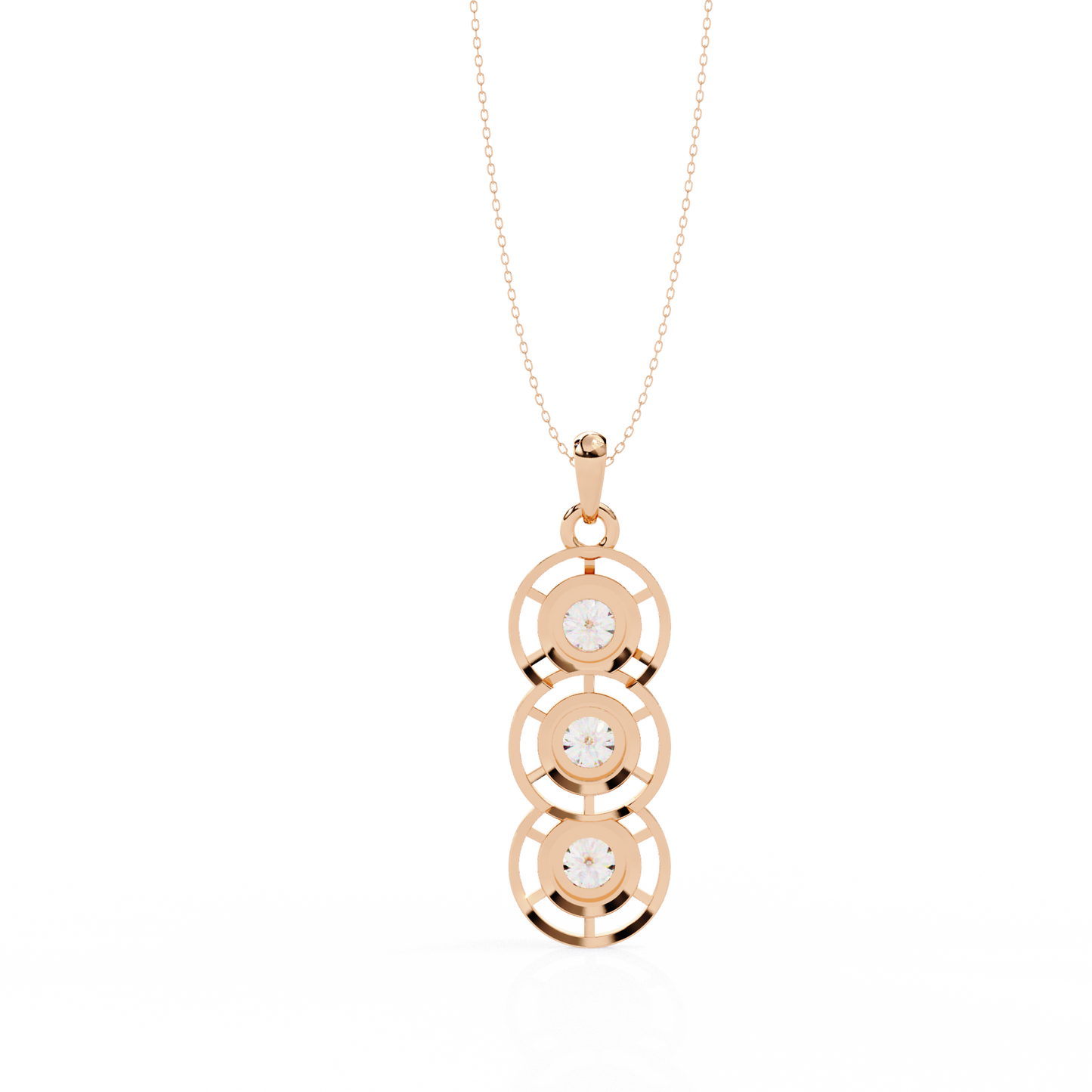Celestial Trinity Diamond Drop Pendant in Yellow Gold- 1.24Ct Round Brilliant-Cut