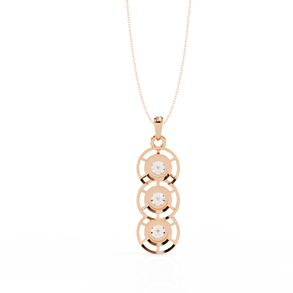 Celestial Trinity Diamond Drop Pendant in Yellow Gold- 1.24Ct Round Brilliant-Cut