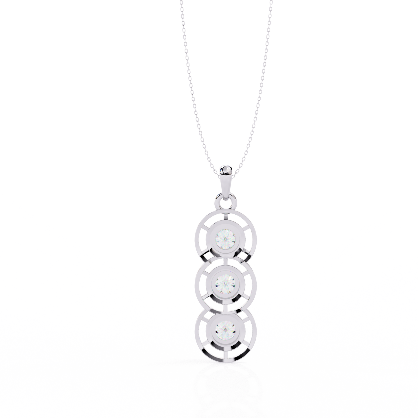 Celestial Trinity Diamond Drop Pendant in Yellow Gold- 1.24Ct Round Brilliant-Cut