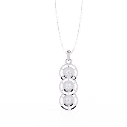 Celestial Trinity Diamond Drop Pendant in Yellow Gold- 1.24Ct Round Brilliant-Cut