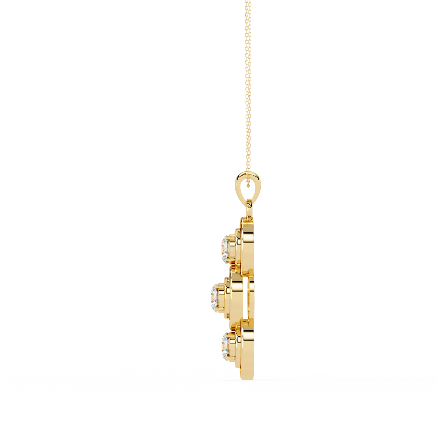 Celestial Trinity Diamond Drop Pendant in Yellow Gold- 1.24Ct Round Brilliant-Cut