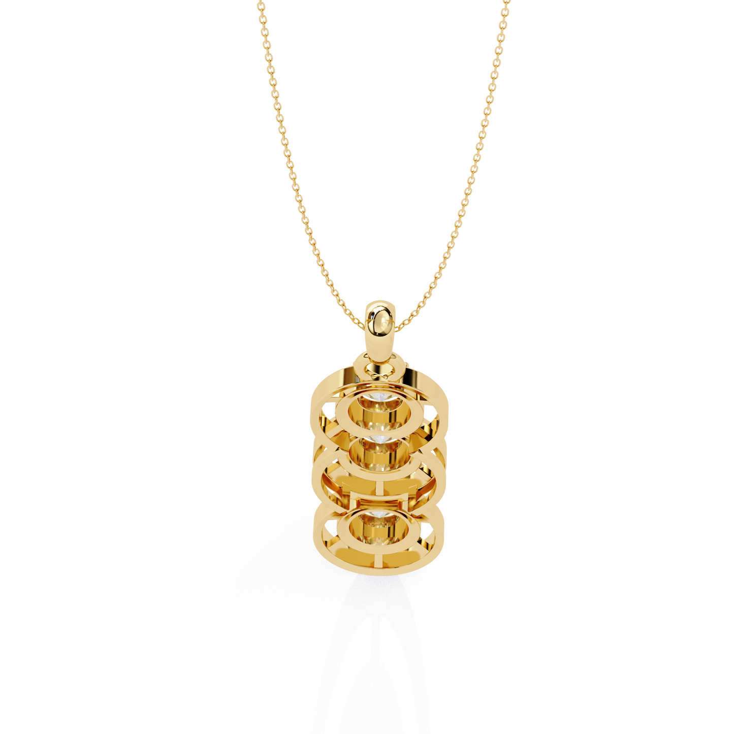 Celestial Trinity Diamond Drop Pendant in Yellow Gold- 1.24Ct Round Brilliant-Cut