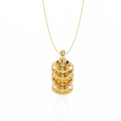 Celestial Trinity Diamond Drop Pendant in Yellow Gold- 1.24Ct Round Brilliant-Cut