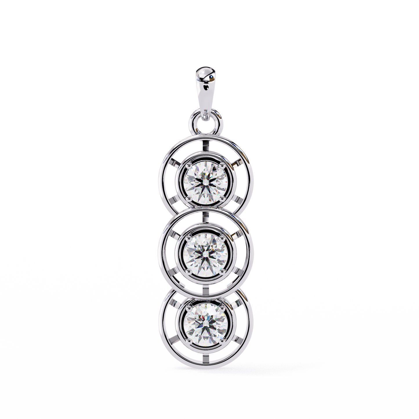 Celestial Trinity Diamond Drop Pendant in Yellow Gold- 1.24Ct Round Brilliant-Cut