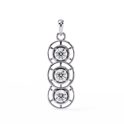 Celestial Trinity Diamond Drop Pendant in Yellow Gold- 1.24Ct Round Brilliant-Cut