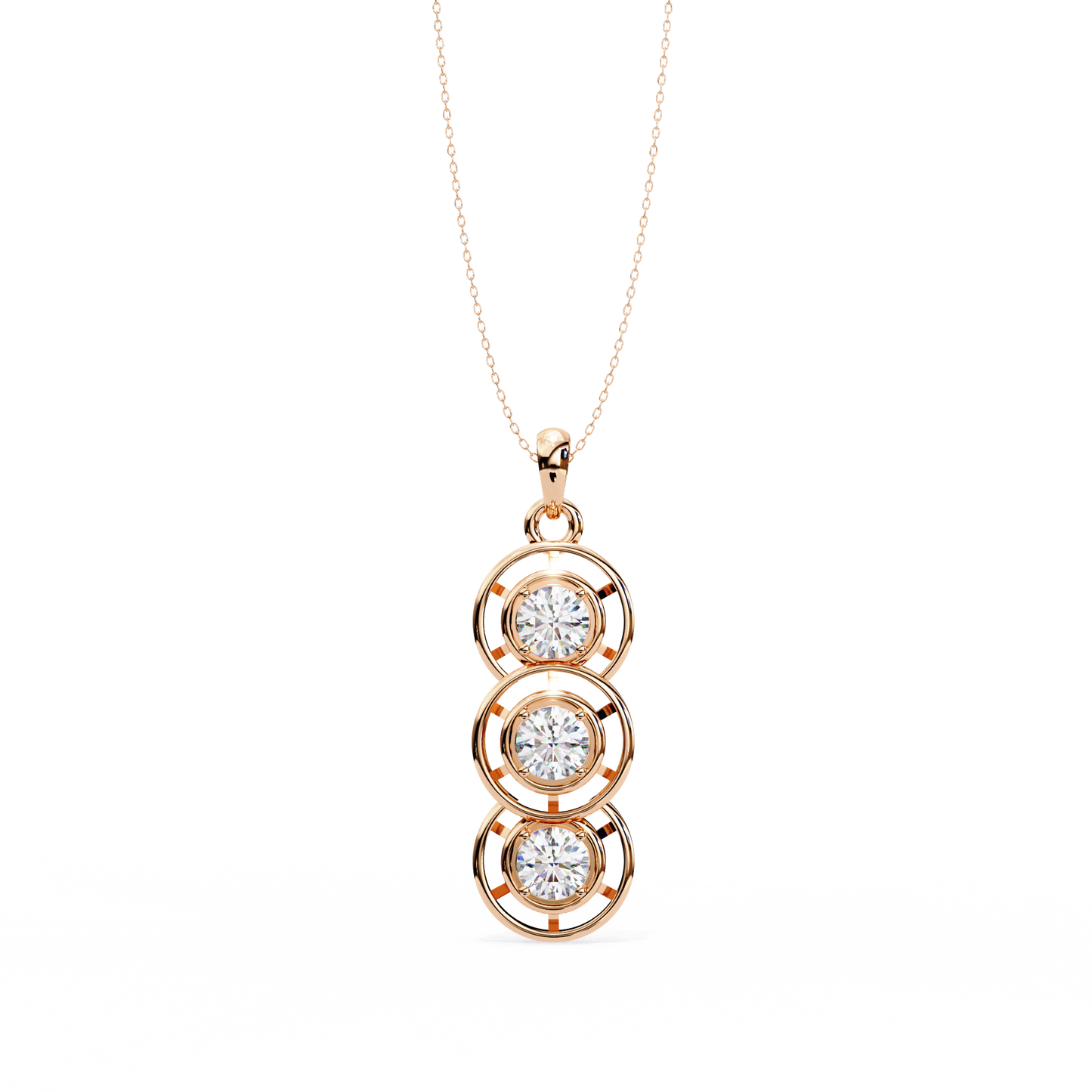Celestial Trinity Diamond Drop Pendant in Yellow Gold- 1.24Ct Round Brilliant-Cut