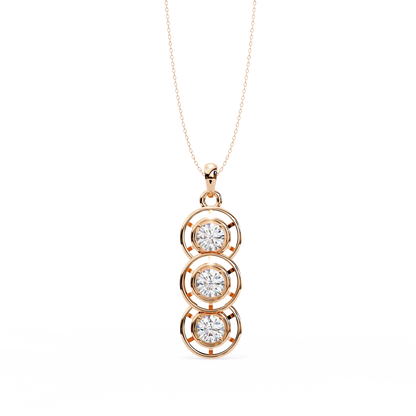 Celestial Trinity Diamond Drop Pendant in Yellow Gold- 1.24Ct Round Brilliant-Cut