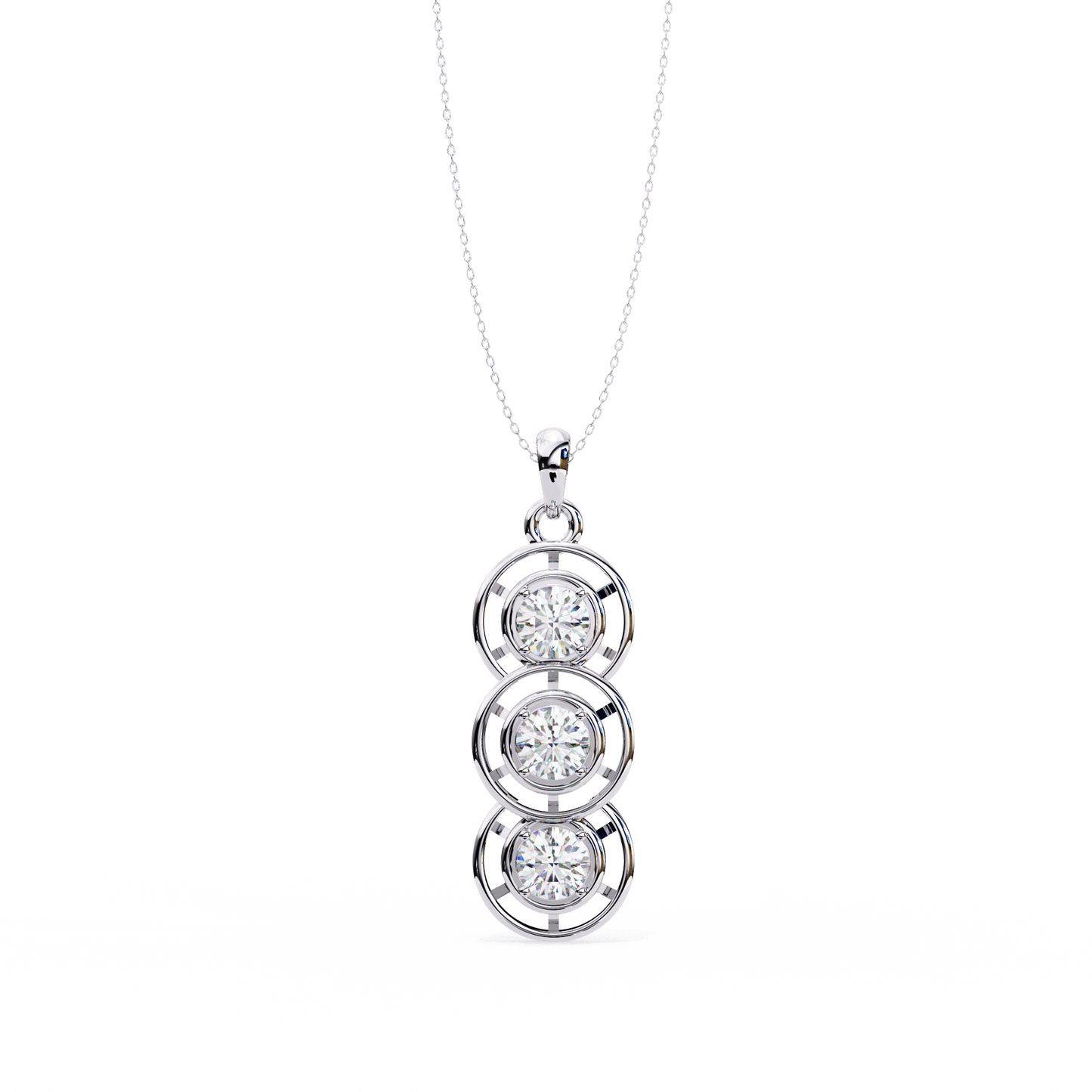 Celestial Trinity Diamond Drop Pendant in Yellow Gold- 1.24Ct Round Brilliant-Cut