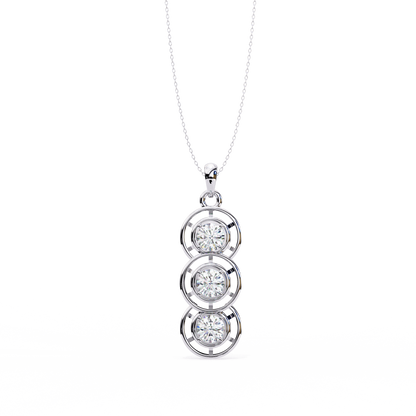 Celestial Trinity Diamond Drop Pendant in Yellow Gold- 1.24Ct Round Brilliant-Cut