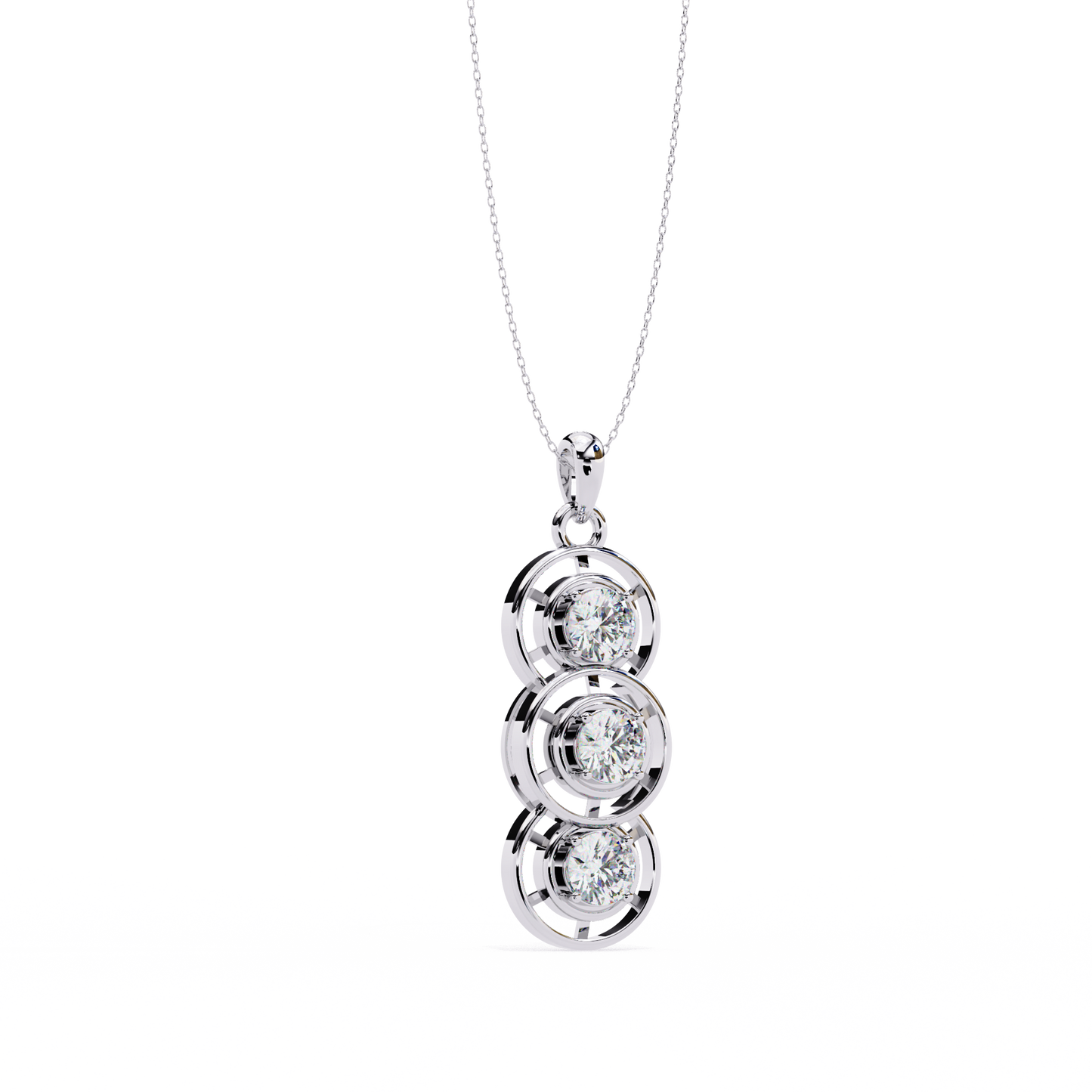 Celestial Trinity Diamond Drop Pendant in Yellow Gold- 1.24Ct Round Brilliant-Cut
