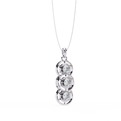 Celestial Trinity Diamond Drop Pendant in Yellow Gold- 1.24Ct Round Brilliant-Cut
