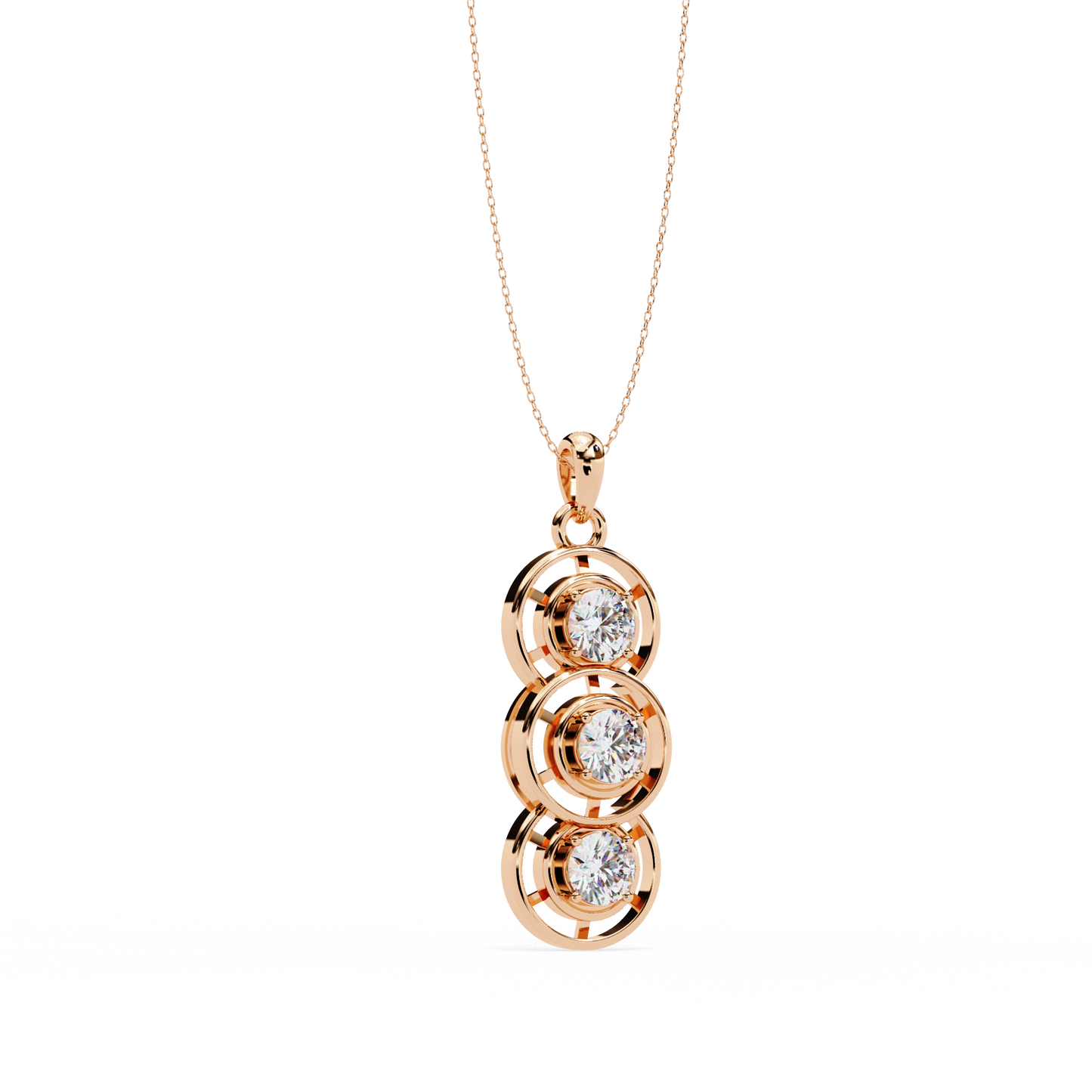 Celestial Trinity Diamond Drop Pendant in Yellow Gold- 1.24Ct Round Brilliant-Cut