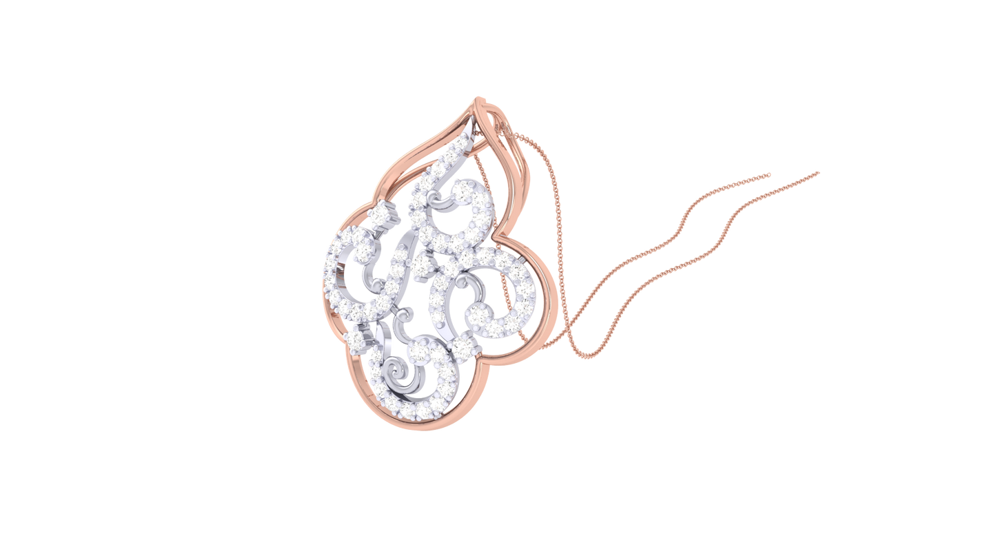 Intricate Filigree Pendant - 0.38 Ct Dazzling Diamonds In Gold
