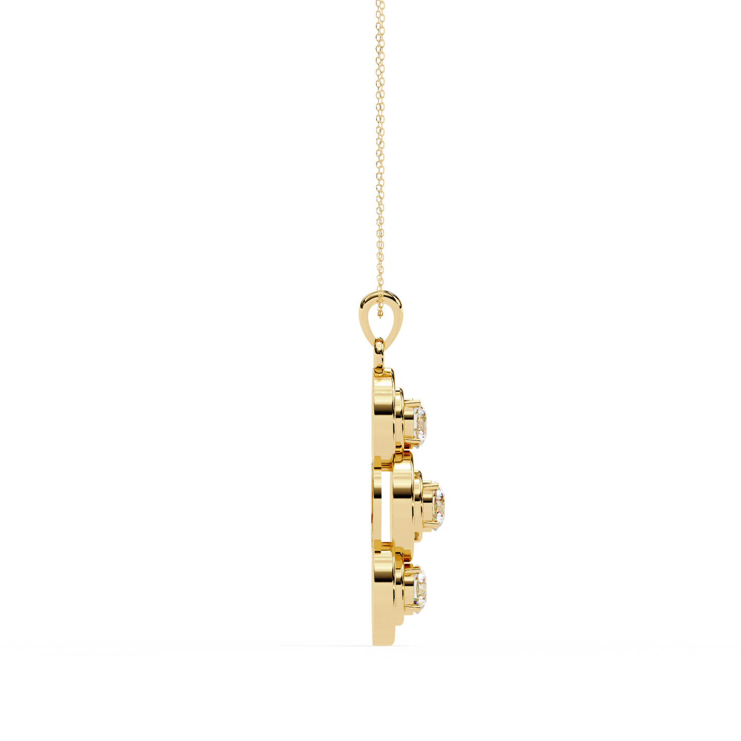 Celestial Trinity Diamond Drop Pendant in Yellow Gold- 1.24Ct Round Brilliant-Cut