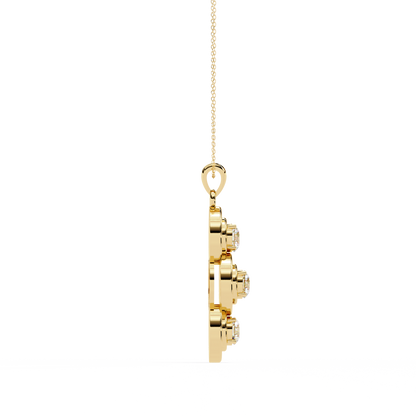 Celestial Trinity Diamond Drop Pendant in Yellow Gold- 1.24Ct Round Brilliant-Cut