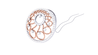 Ornate Halo Pendant With Gold Swirl Motif – 0.63 Ct Sparking Diamonds