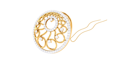 Ornate Halo Pendant With Gold Swirl Motif – 0.63 Ct Sparking Diamonds