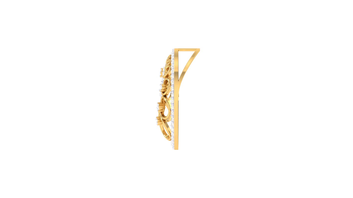 Ornate Halo Pendant With Gold Swirl Motif – 0.63 Ct Sparking Diamonds