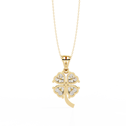 3.21 Carat Heart-Cut Diamond Clover Pendant in Yellow Gold