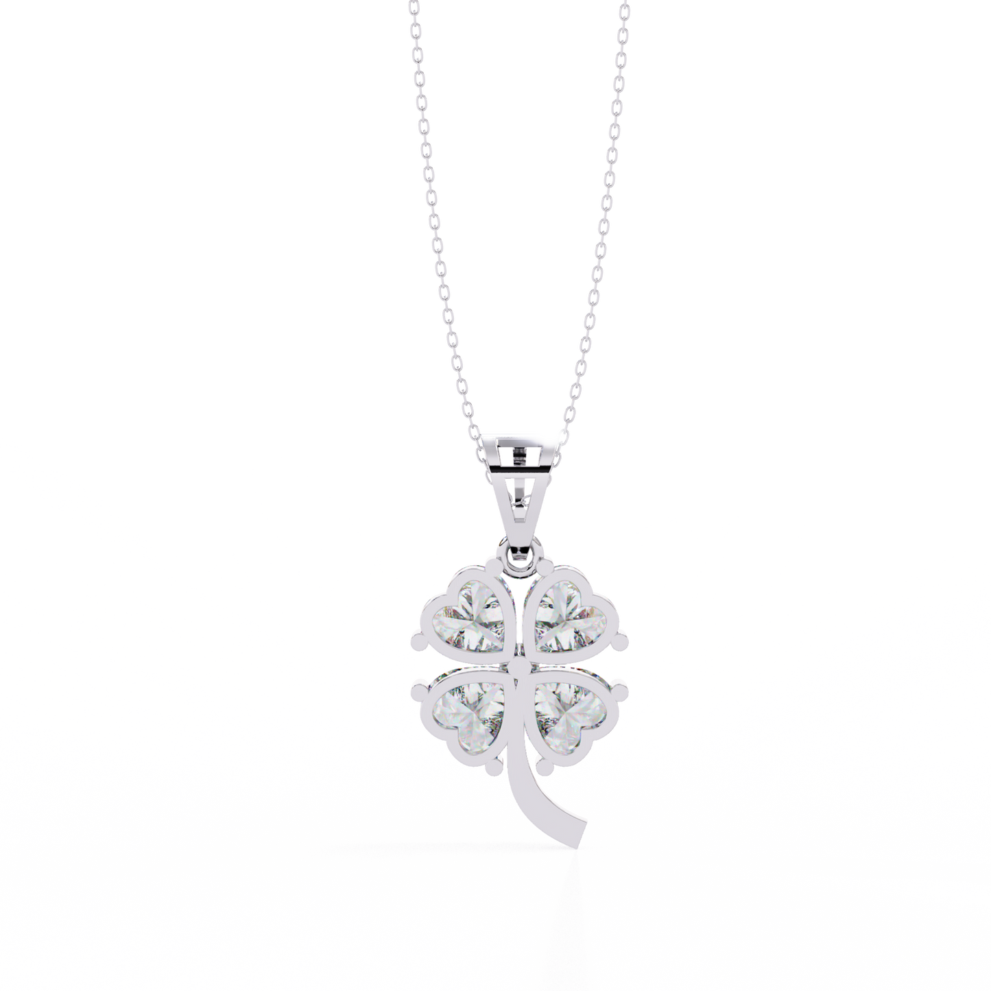 3.21 Carat Heart-Cut Diamond Clover Pendant in Yellow Gold