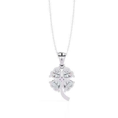 3.21 Carat Heart-Cut Diamond Clover Pendant in Yellow Gold