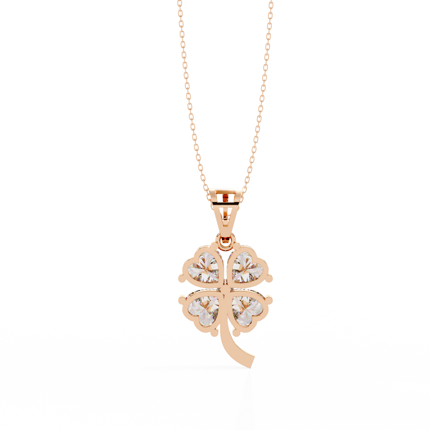 3.21 Carat Heart-Cut Diamond Clover Pendant in Yellow Gold