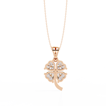 3.21 Carat Heart-Cut Diamond Clover Pendant in Yellow Gold