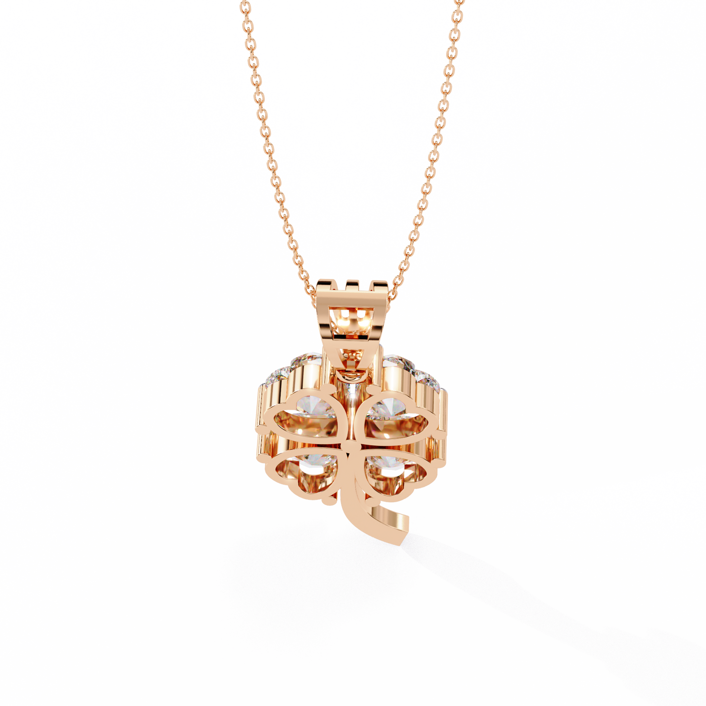 3.21 Carat Heart-Cut Diamond Clover Pendant in Yellow Gold