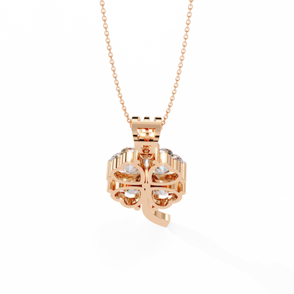 3.21 Carat Heart-Cut Diamond Clover Pendant in Yellow Gold