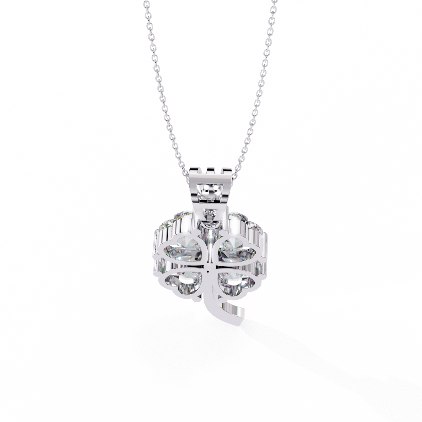 3.21 Carat Heart-Cut Diamond Clover Pendant in Yellow Gold