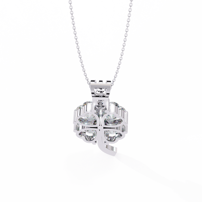 3.21 Carat Heart-Cut Diamond Clover Pendant in Yellow Gold