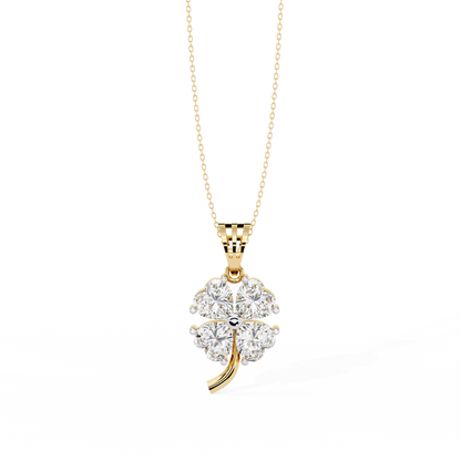 3.21 Carat Heart-Cut Diamond Clover Pendant in Yellow Gold