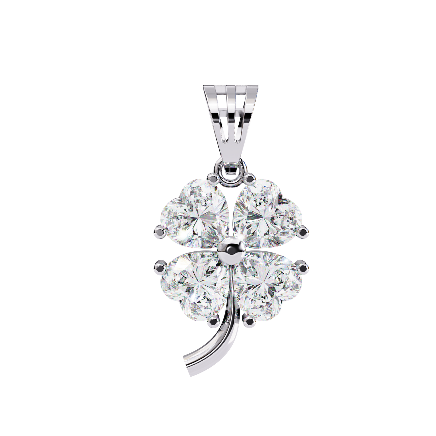 3.21 Carat Heart-Cut Diamond Clover Pendant in Yellow Gold