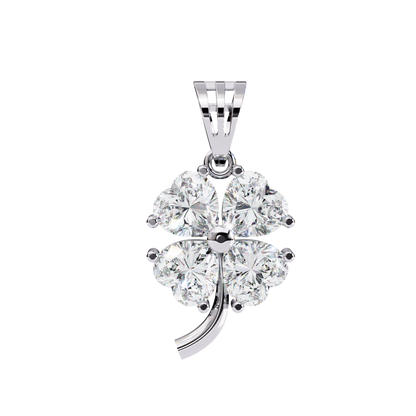3.21 Carat Heart-Cut Diamond Clover Pendant in Yellow Gold