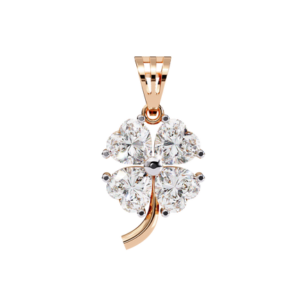 3.21 Carat Heart-Cut Diamond Clover Pendant in Yellow Gold