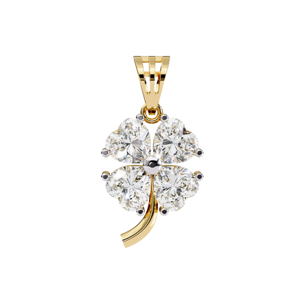 3.21 Carat Heart-Cut Diamond Clover Pendant in Yellow Gold