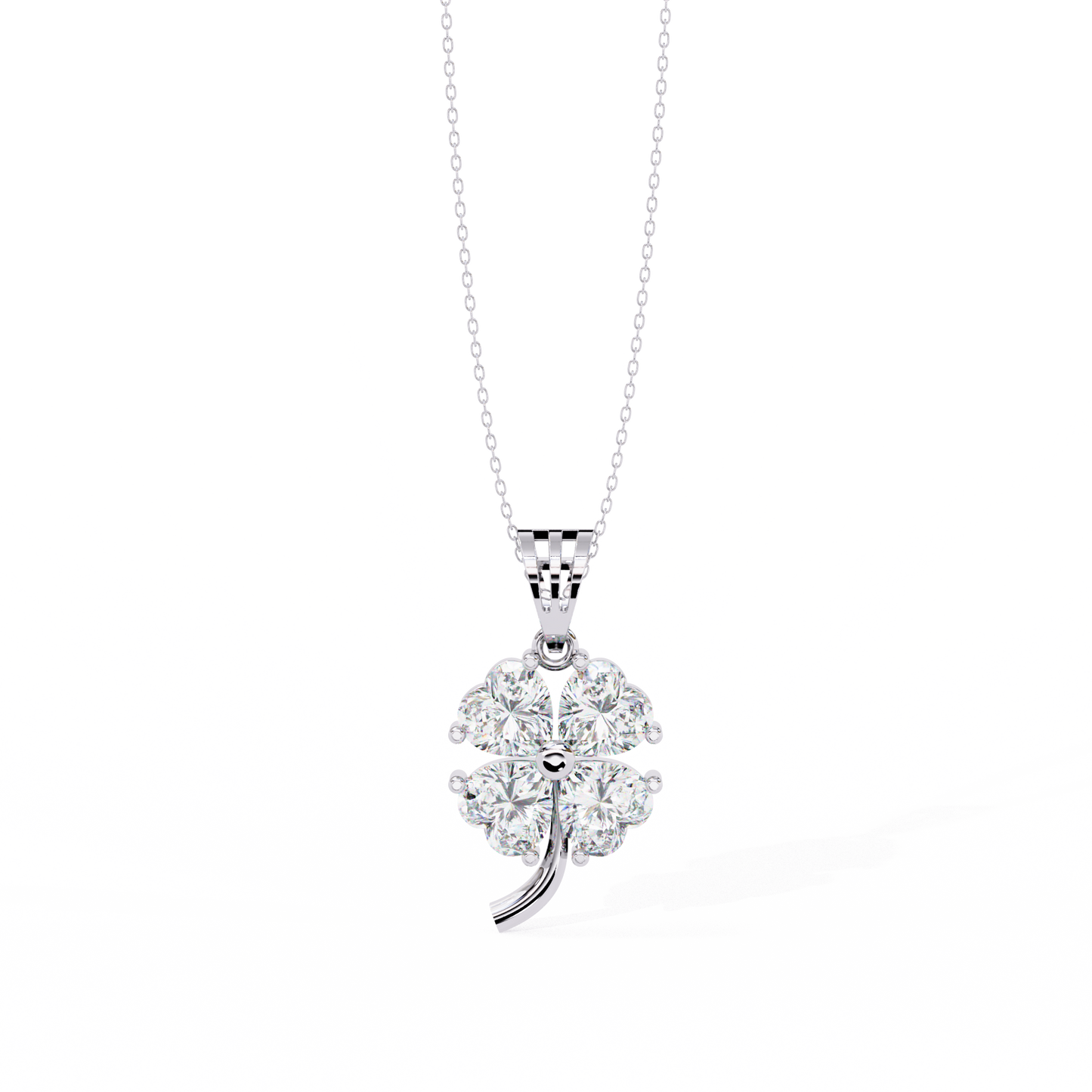 3.21 Carat Heart-Cut Diamond Clover Pendant in Yellow Gold