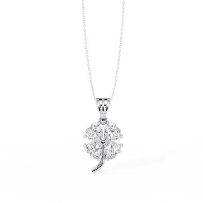 3.21 Carat Heart-Cut Diamond Clover Pendant in Yellow Gold