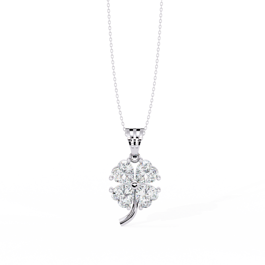 3.21 Carat Heart-Cut Diamond Clover Pendant in Yellow Gold