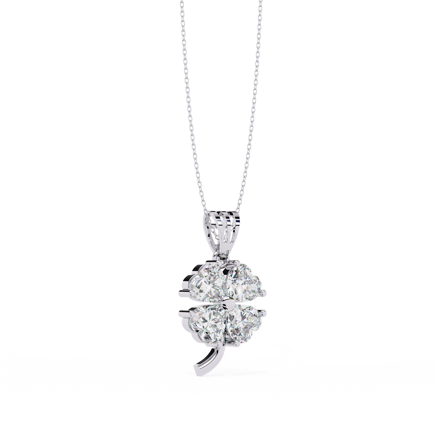 3.21 Carat Heart-Cut Diamond Clover Pendant in Yellow Gold
