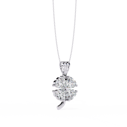 3.21 Carat Heart-Cut Diamond Clover Pendant in Yellow Gold
