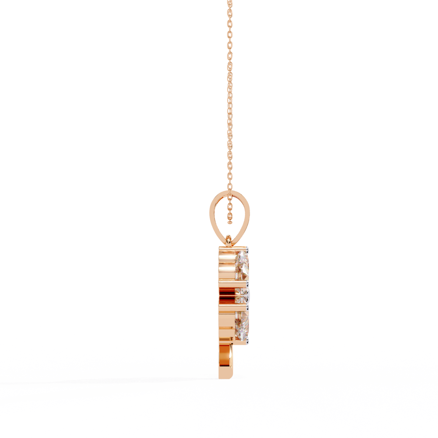 3.21 Carat Heart-Cut Diamond Clover Pendant in Yellow Gold