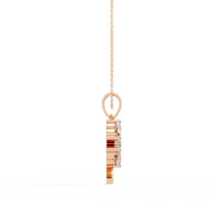 3.21 Carat Heart-Cut Diamond Clover Pendant in Yellow Gold