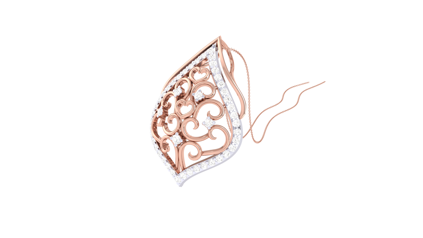 Teardrop Swirl Pendant - 0.32 Ct Shimmering Diamonds In Gold