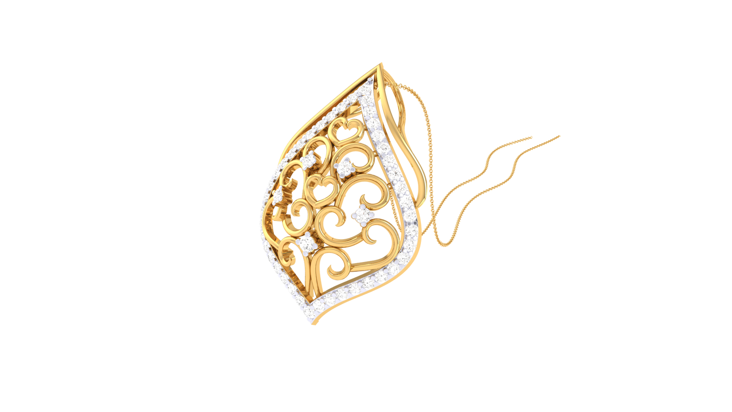 Teardrop Swirl Pendant - 0.32 Ct Shimmering Diamonds In Gold