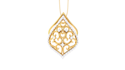 Teardrop Swirl Pendant - 0.32 Ct Shimmering Diamonds In Gold